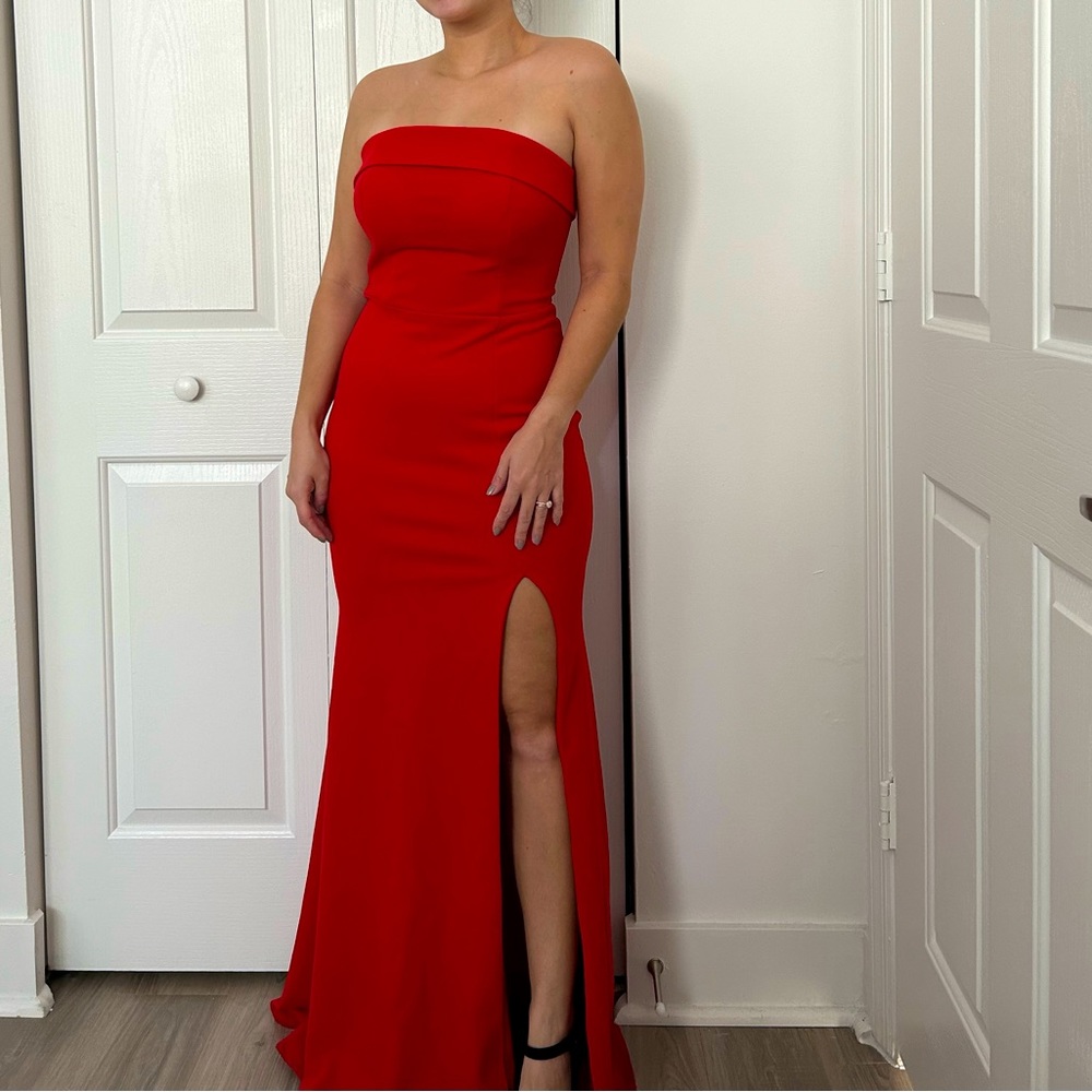CRYSTAL DOLL Womens Red Sleeveless Full-Length Formal Mermaid Dress